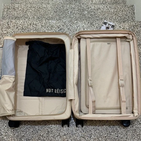 BEIS Hard Shell Suitcase carry on roller in beige/black $268+tax = $290 - Picture 3 of 17